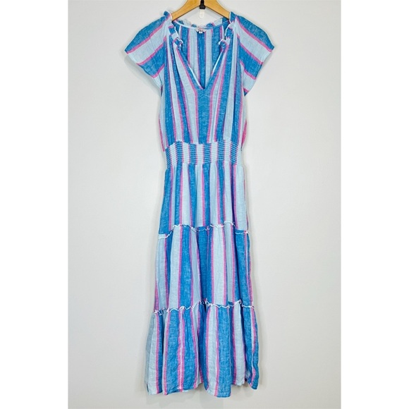 Rails Amellia dress in Kona Stripe Blue and Pink Midi Dress tiered style size xs - Picture 2 of 9